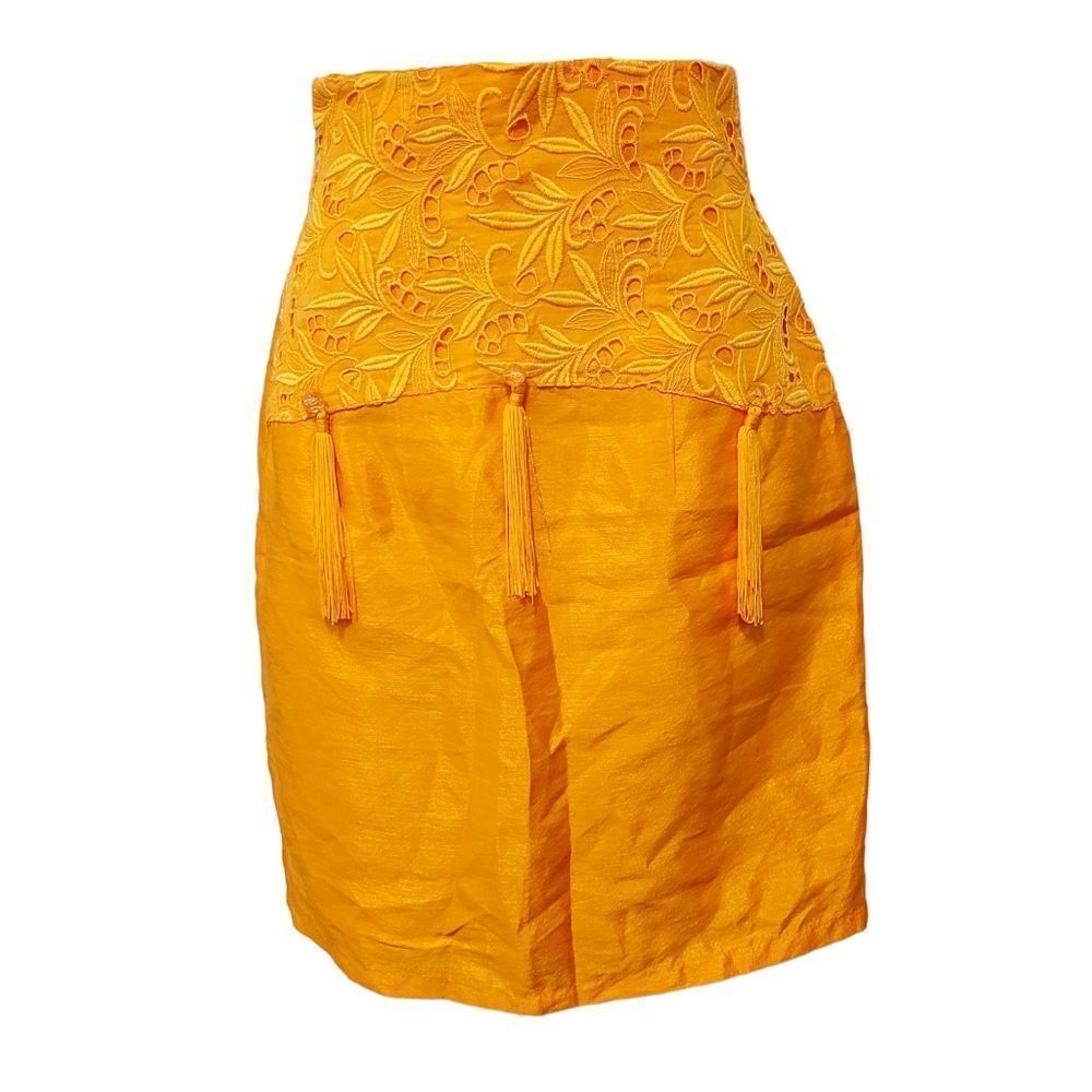 2/$20 Vintage 90s Indian Style Orange Skirt Size: Small